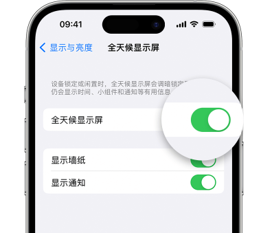 沂源苹果15预约维修分享iPhone15如何设置全天候显示屏幕可见 